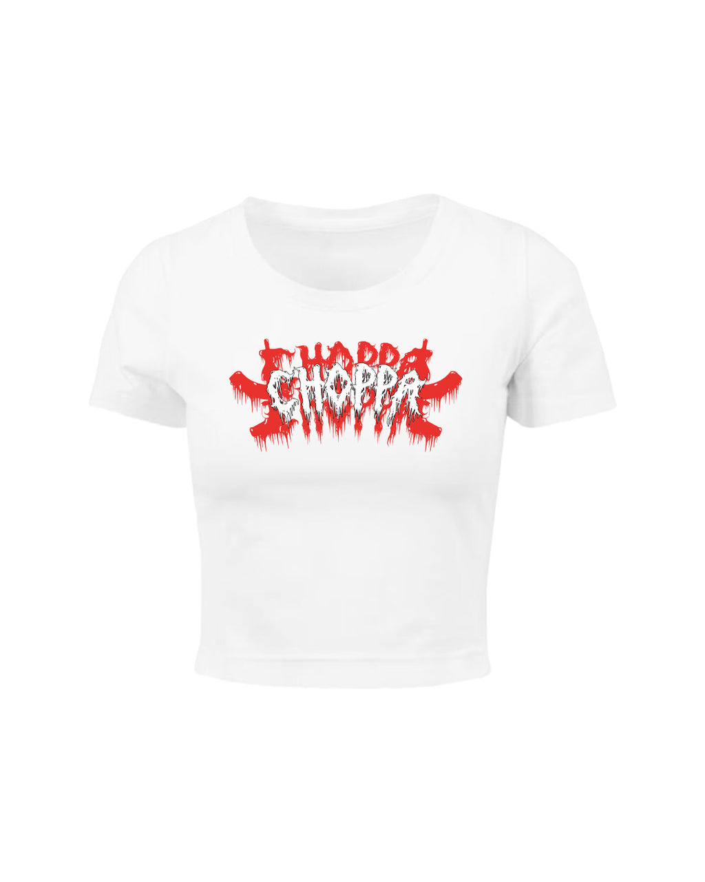 "CHOPPA" WHITE CROPPED TEE