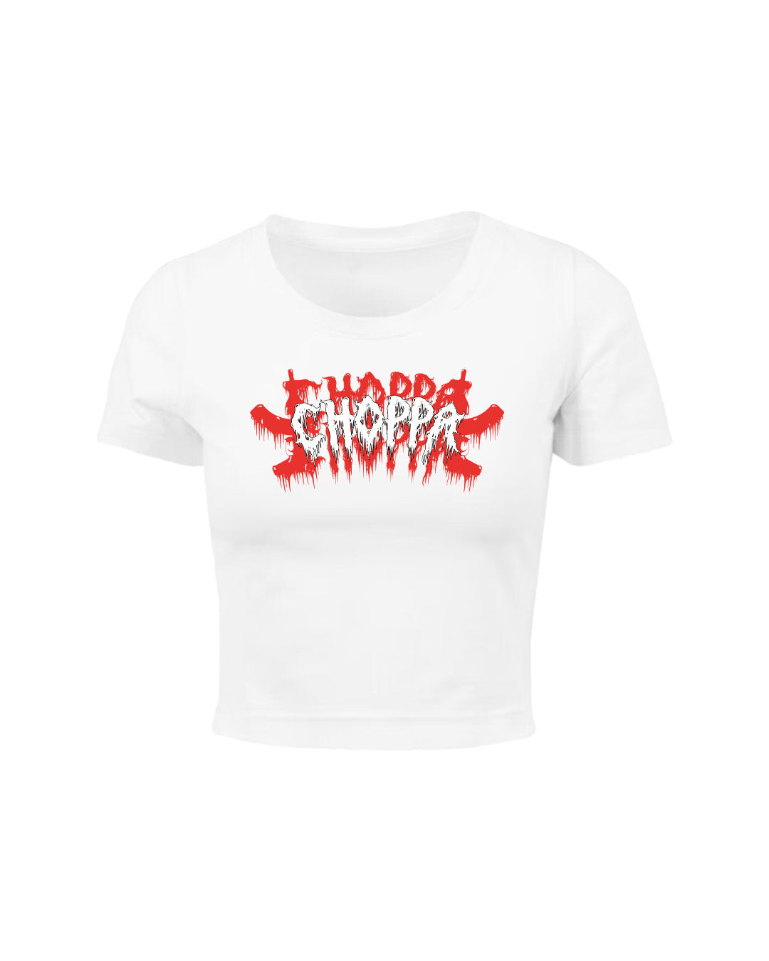 "CHOPPA" WHITE CROPPED TEE